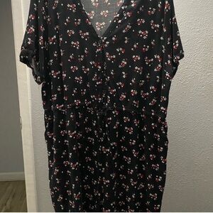 Torrid Black Romper with Floral Accents